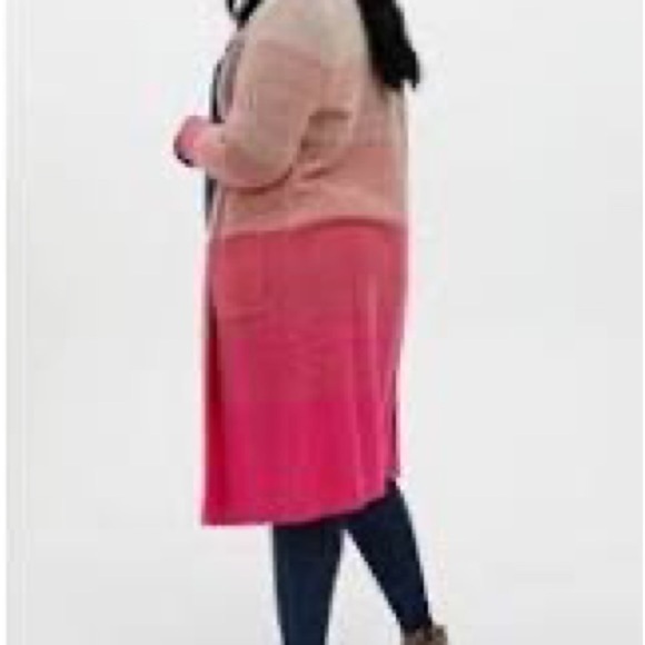 TORRID Pink Ombré Stripe Long Duster Cotton Open Front Cardigan Sweater - Picture 4 of 16